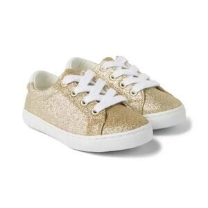 Janie and Jack Gold Sparkle Glitter Lace Up Sneakers 9